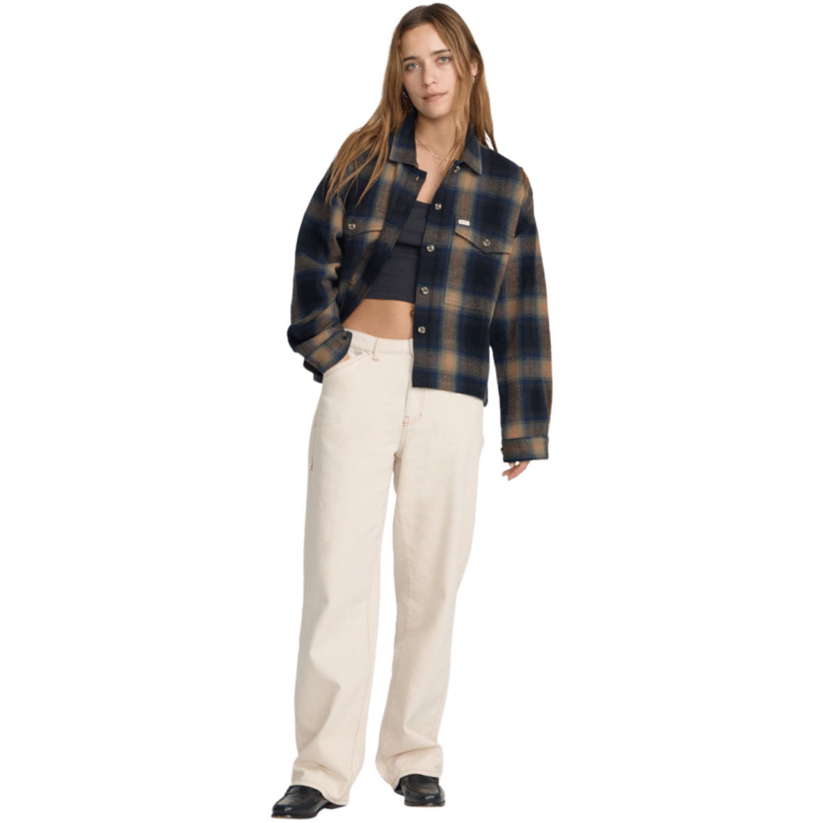 2026 RVCA Womens Bonito Boxy Flannel 23B053650 - Black